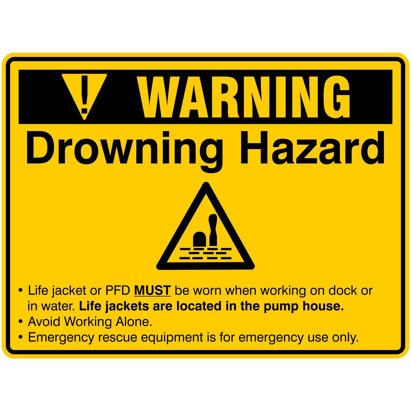 Warning Drowning Hazard Pump House – Mine Safety Signs